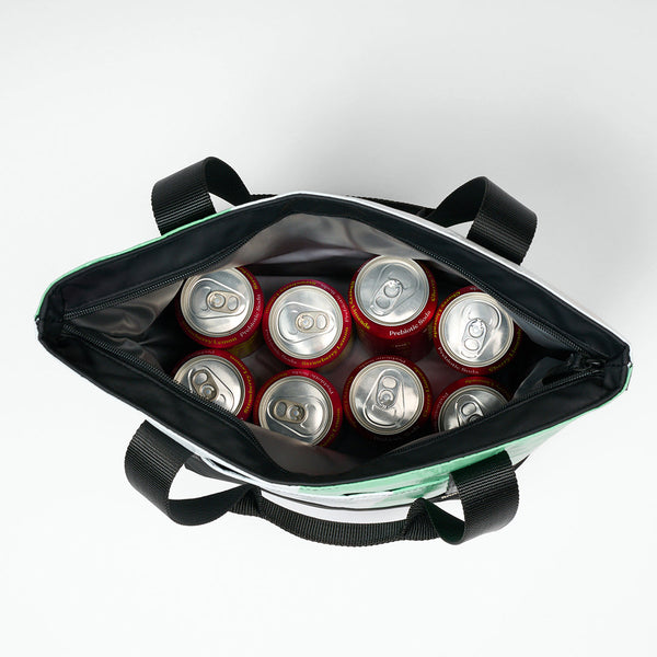 Insulated cooler pool bag full of cold drinks